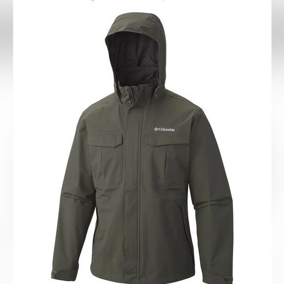 Columbia Men’s Dr Downpour Rain Jacket in Gravel - Picture 1 of 8